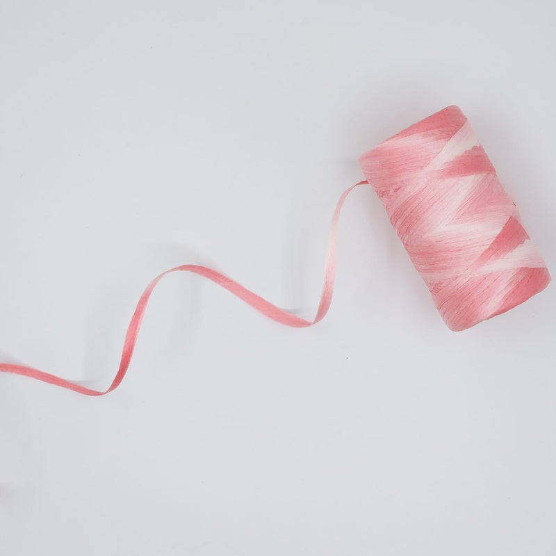 ALLWSLucky Colored 393 Feet Raffia Paper Ribbon, Colorful Packing Paper String Section Dyeing Raffia Ribbon for Gift Wrapping and DIY Decoration (Pink 2) - Image 1
